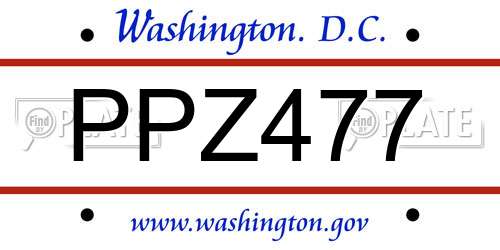 PPZ477 District Of Columbia License Plate