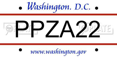 PPZA22 District Of Columbia License Plate