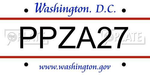 PPZA27 District Of Columbia License Plate