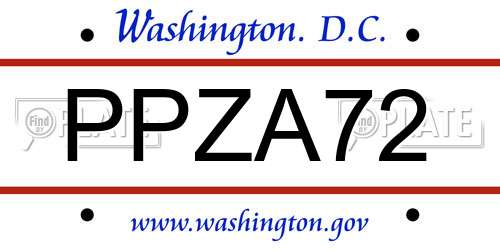 PPZA72 District Of Columbia License Plate