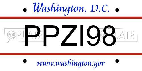 PPZI98 District Of Columbia License Plate