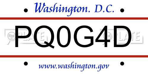 PQ0G4D District Of Columbia License Plate