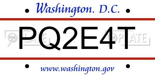 PQ2E4T District Of Columbia License Plate