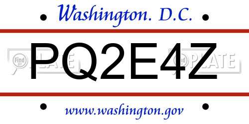PQ2E4Z District Of Columbia License Plate