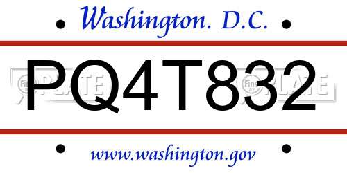 PQ4T832 District Of Columbia License Plate