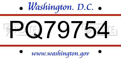 PQ79754 District Of Columbia License Plate