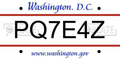 PQ7E4Z District Of Columbia License Plate