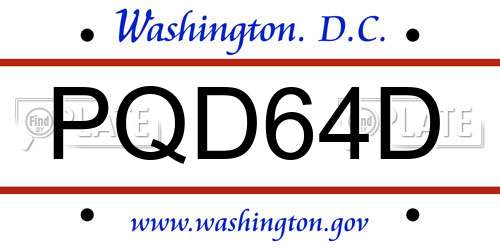 PQD64D District Of Columbia License Plate