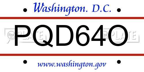 PQD64O District Of Columbia License Plate