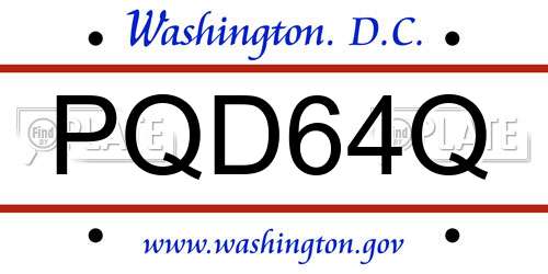 PQD64Q District Of Columbia License Plate