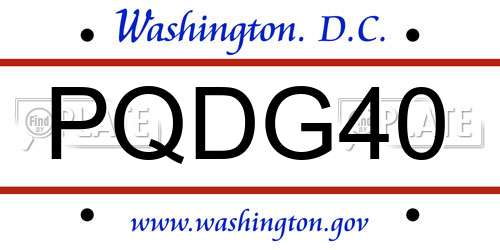 PQDG40 District Of Columbia License Plate