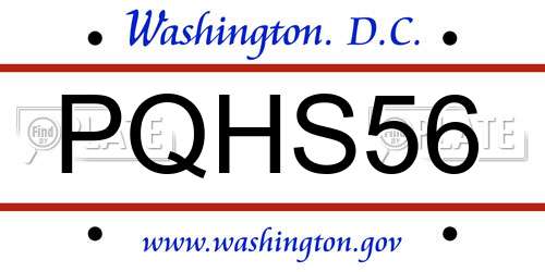 PQHS56 District Of Columbia License Plate