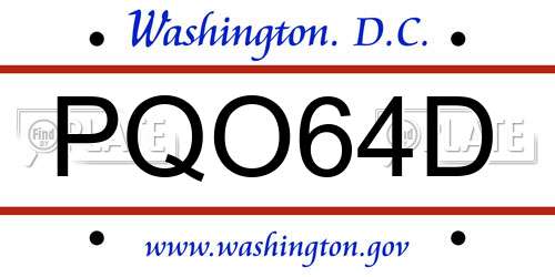 PQO64D District Of Columbia License Plate
