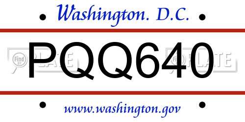 PQQ640 District Of Columbia License Plate
