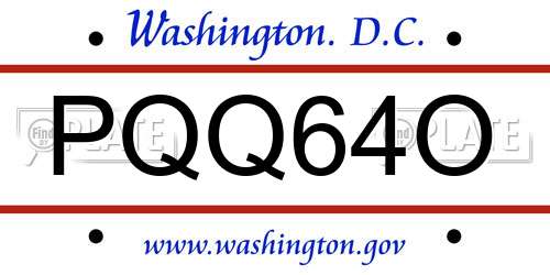 PQQ64O District Of Columbia License Plate