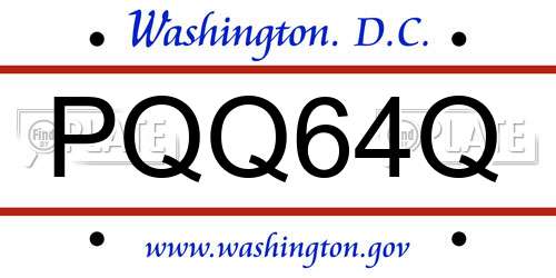PQQ64Q District Of Columbia License Plate