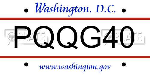 PQQG40 District Of Columbia License Plate
