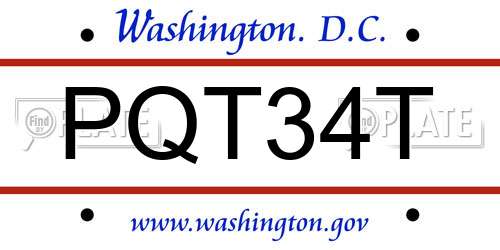 PQT34T District Of Columbia License Plate