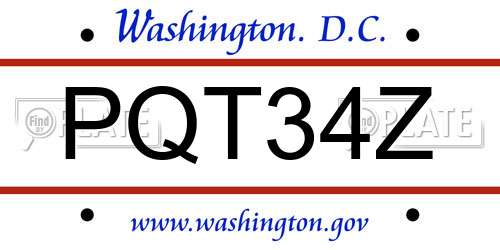 PQT34Z District Of Columbia License Plate