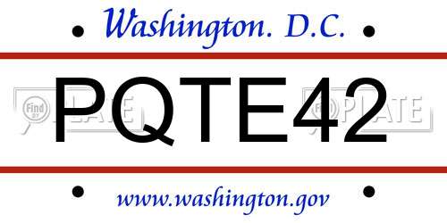 PQTE42 District Of Columbia License Plate