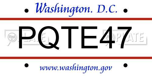 PQTE47 District Of Columbia License Plate