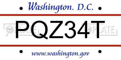 PQZ34T District Of Columbia License Plate