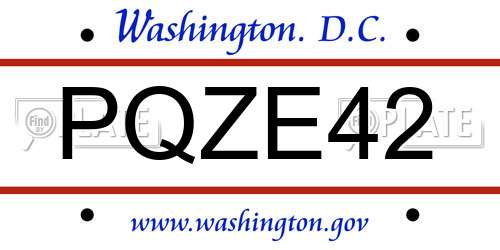 PQZE42 District Of Columbia License Plate