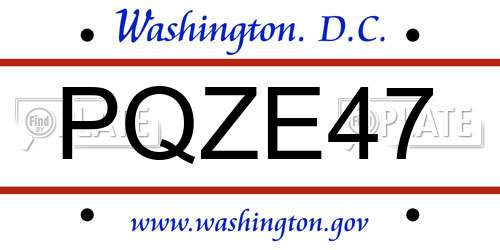 PQZE47 District Of Columbia License Plate