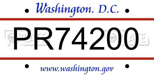 PR74200 District Of Columbia License Plate