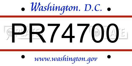 PR74700 District Of Columbia License Plate