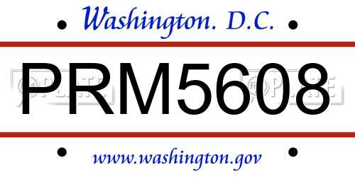 PRM5608 District Of Columbia License Plate