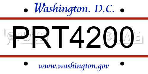 PRT4200 District Of Columbia License Plate