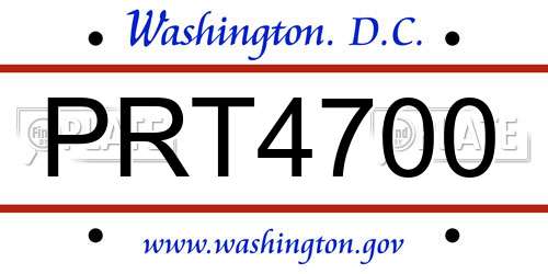 PRT4700 District Of Columbia License Plate
