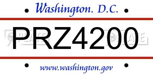 PRZ4200 District Of Columbia License Plate
