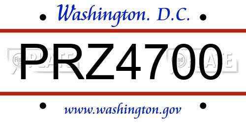 PRZ4700 District Of Columbia License Plate