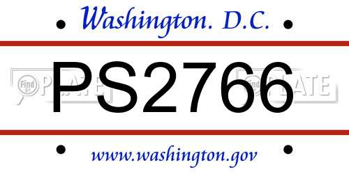 PS2766 District Of Columbia License Plate