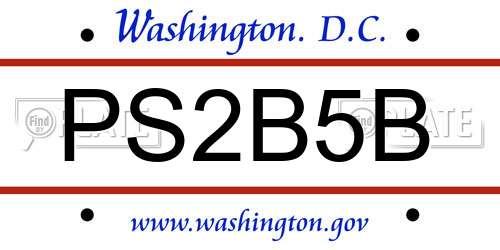 PS2B5B District Of Columbia License Plate