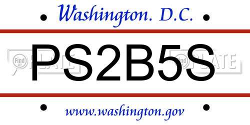 PS2B5S District Of Columbia License Plate