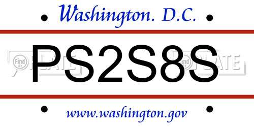 PS2S8S District Of Columbia License Plate