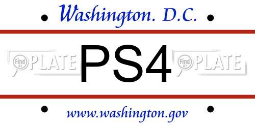 PS4 District Of Columbia License Plate