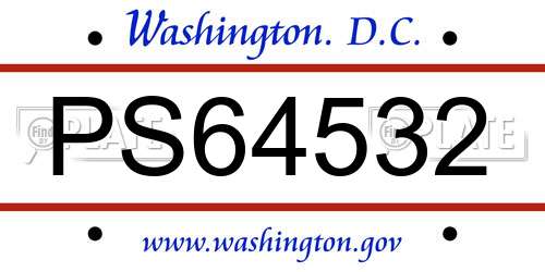 PS64532 District Of Columbia License Plate