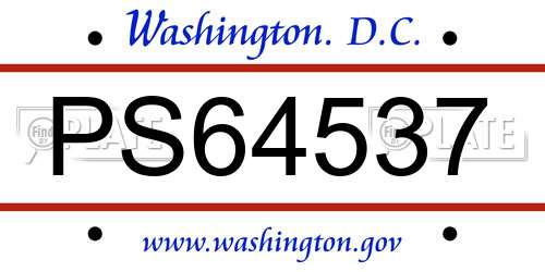PS64537 District Of Columbia License Plate