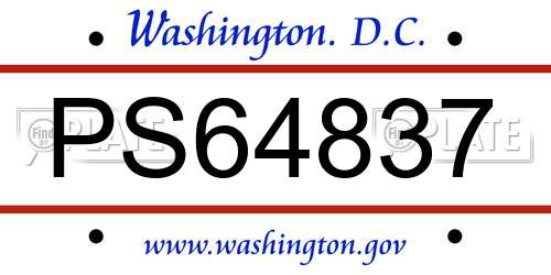 PS64837 District Of Columbia License Plate