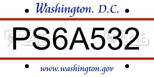 PS6A532 District Of Columbia License Plate