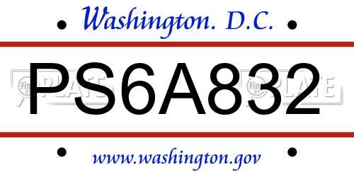 PS6A832 District Of Columbia License Plate