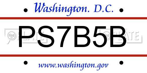 PS7B5B District Of Columbia License Plate