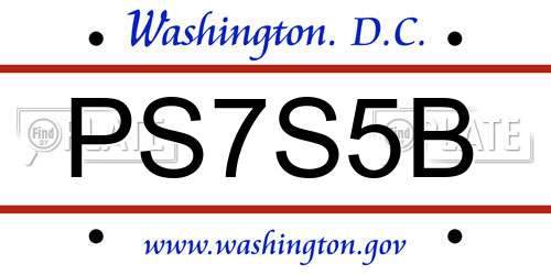 PS7S5B District Of Columbia License Plate