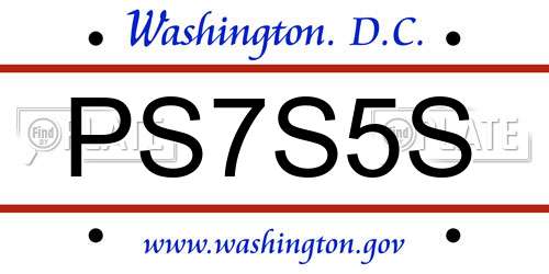 PS7S5S District Of Columbia License Plate