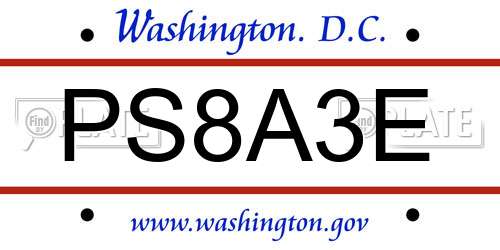 PS8A3E District Of Columbia License Plate