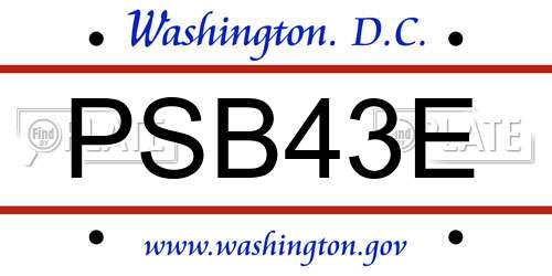PSB43E District Of Columbia License Plate